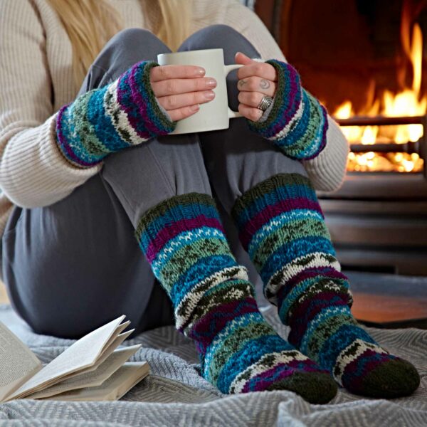 Woollen Fairisle Handwarmer Gloves and Socks Set - Image 5