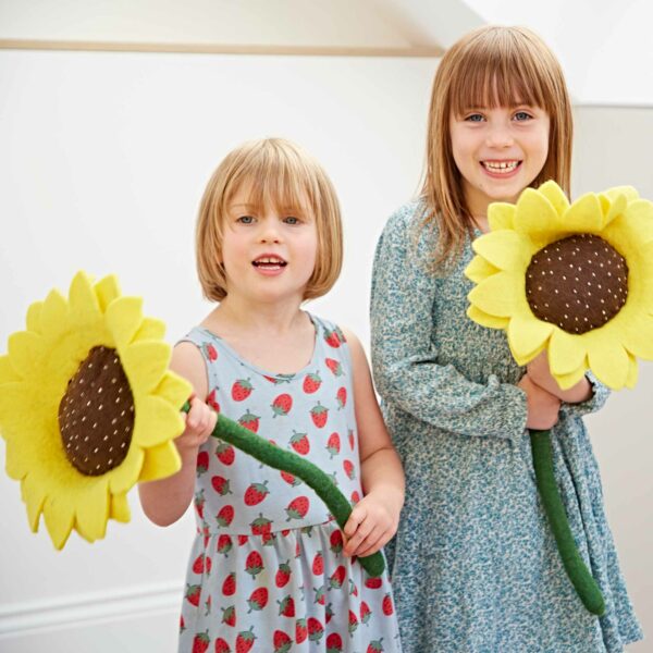 Felt Sunflowers held by two kids