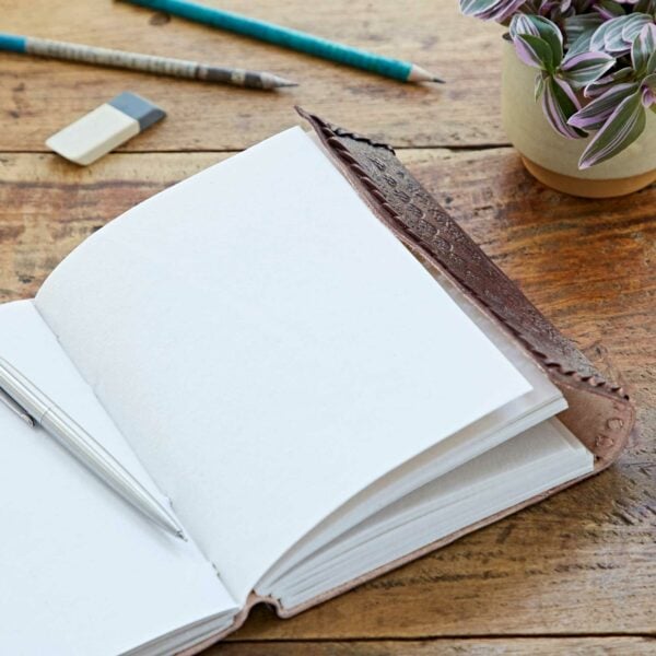 Indra Chakra Embossed Leather Journal with Semi-Precious Stones - Image 4