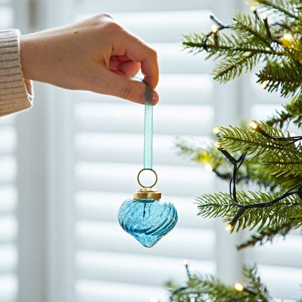 Set of 4 Keya Coloured Recycled Glass Raindrop Baubles - Image 4