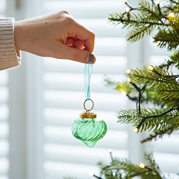 Set of 4 Keya Coloured Recycled Glass Raindrop Baubles - Image 3
