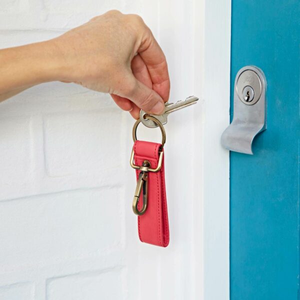 Recycled Leather Keyring with Hook - Image 5