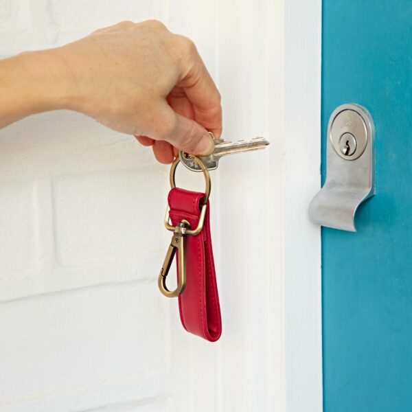 Recycled Leather Keyring with Hook - Image 3