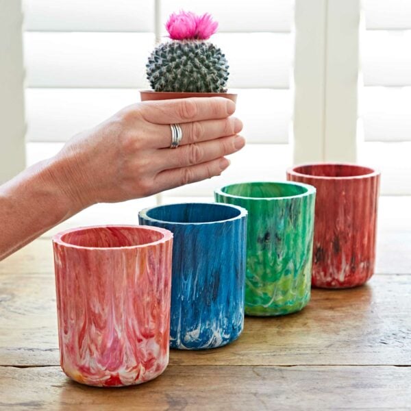 A person holding a cactus in a Recycled Plastic Tumbler.