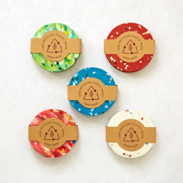 Set of 4 Recycled Plastic Round Coasters
