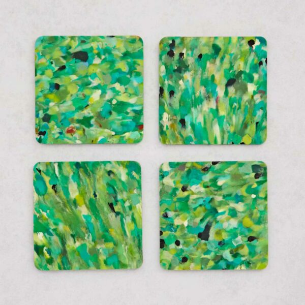 A Set of 4 Recycled Plastic Square Coasters made from recycled plastic.