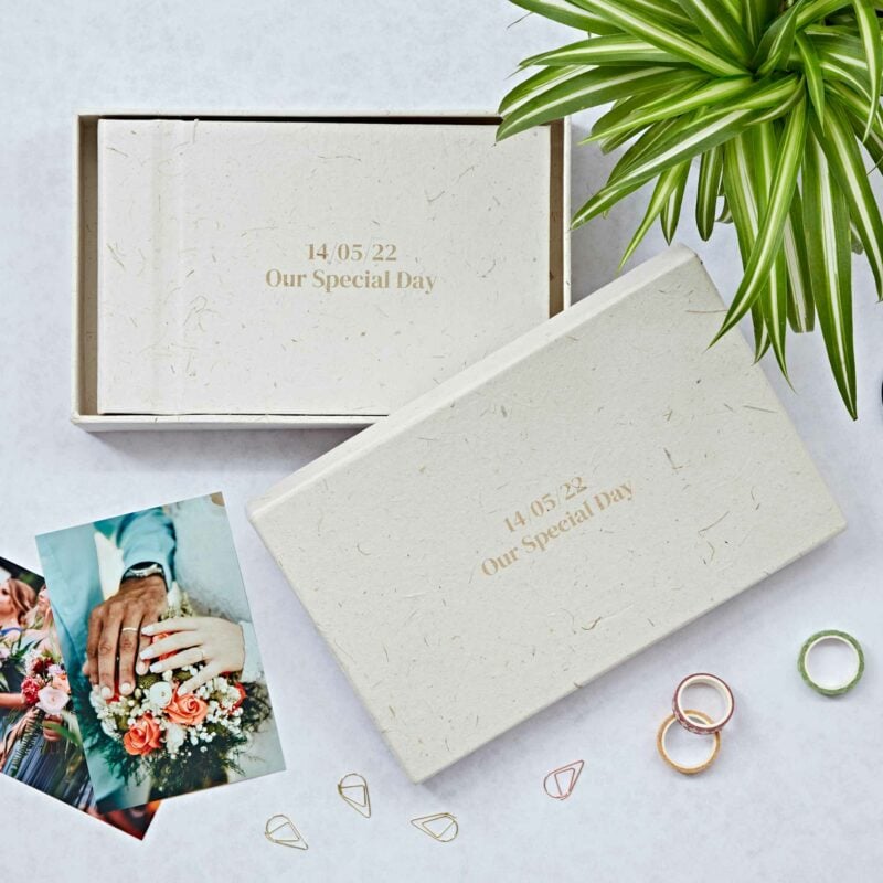 Personalised wedding photo album.