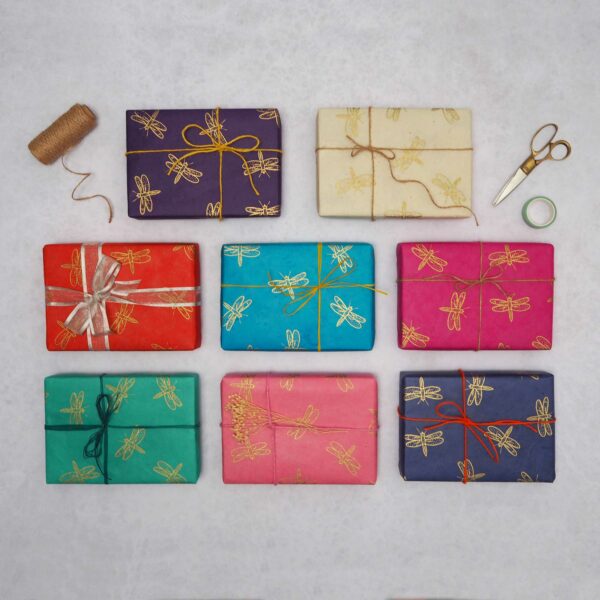 Dragonfly Lokta Gift Wrap - Image 3