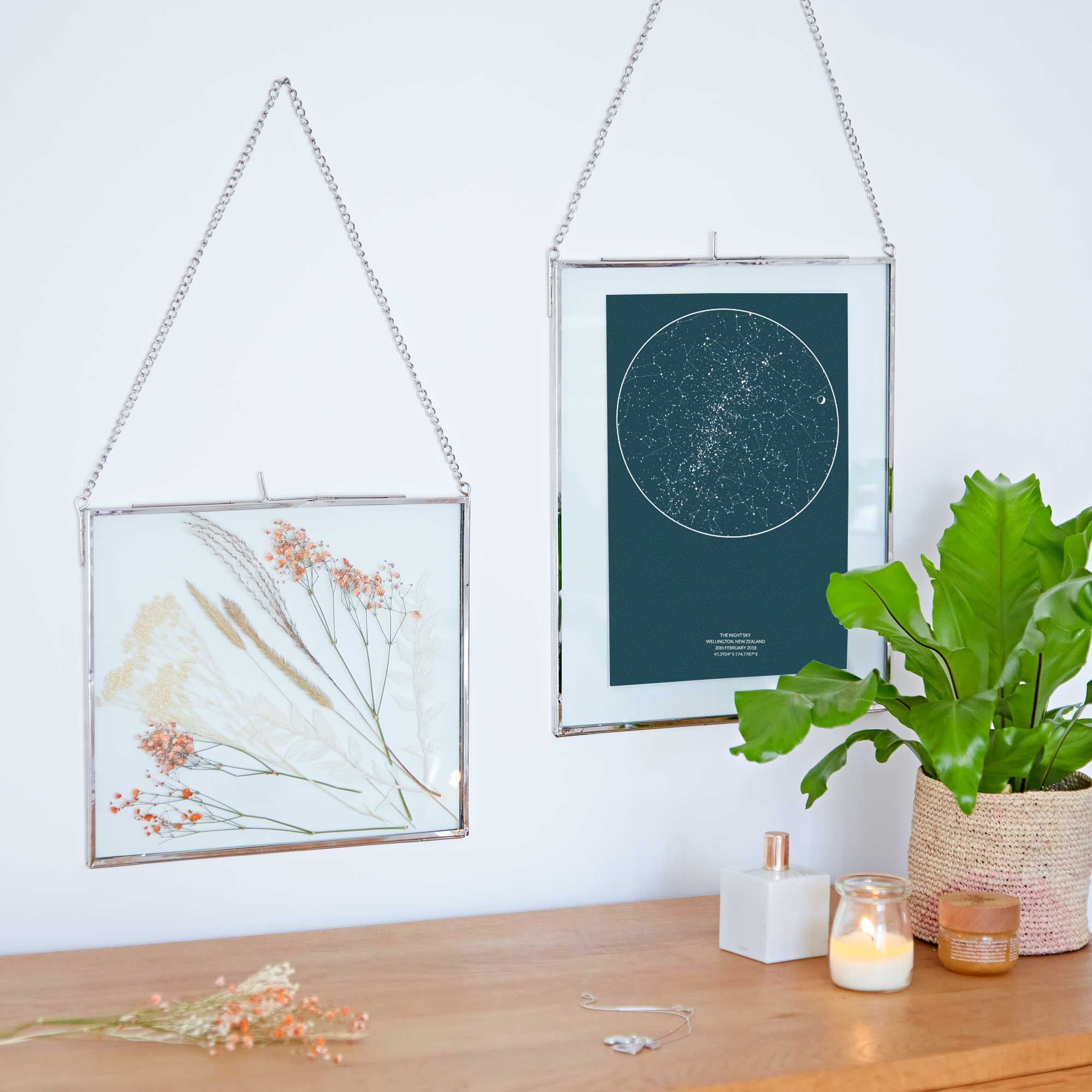 A Mother's Day gift picture frames on a wall.