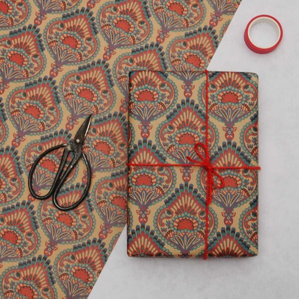 Peacock Feather Patterned Gift Wrap - Image 4