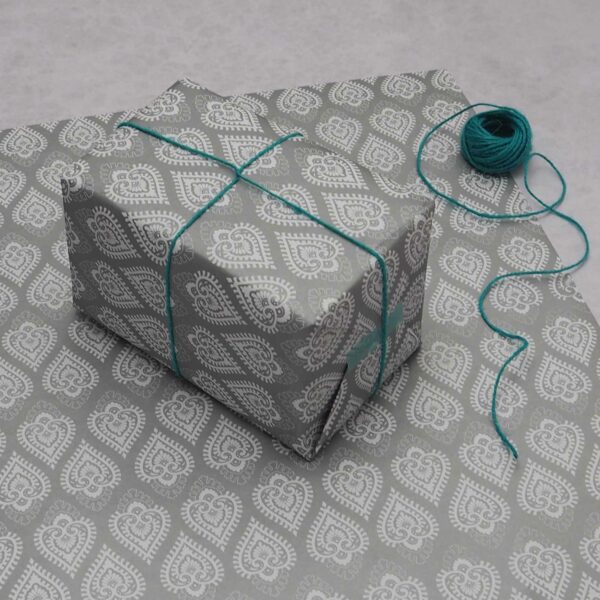 Silver Hearts Patterned Gift Wrap - Image 3