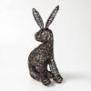 A Small Duck Wire Garden Ornament, styled like a rabbit with upright ears, sits gracefully on a white background.