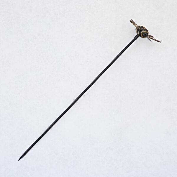 Recycled Metal Bee Garden Stake featuring a decorative bee design at the top, shown against a plain white background.