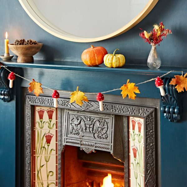 Alternative view of Felt Autumn Leaf and Mushroom Garland