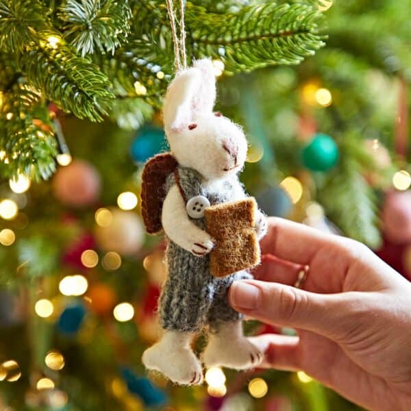 Felt Rabbit with Journal and Backpack Hanging Decoration