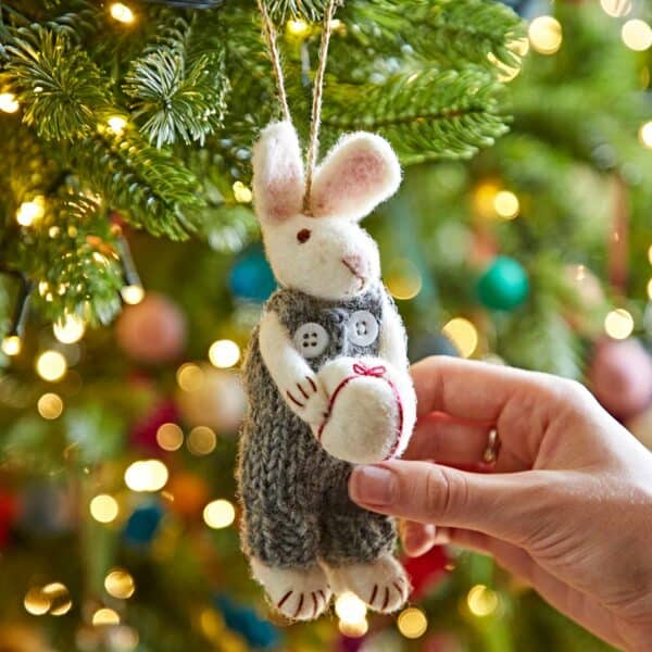 Felt Rabbit with Gift Hanging Decoration